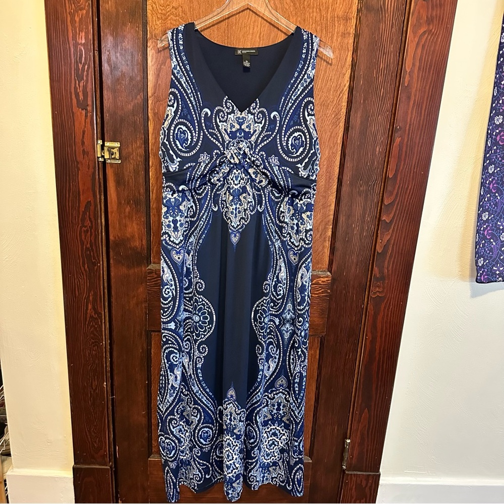 INC Blue & White Paisley Maxi Dress